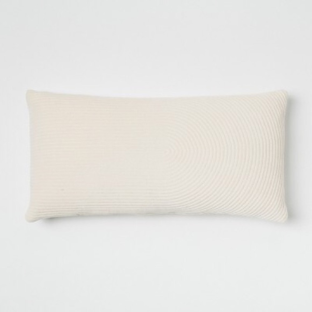 Quilted Velvet Oversized Lumbar Throw Pillow